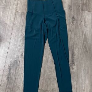 High-Waist Teal Leggings with Side Pockets